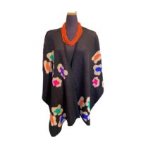 Acrylic Blend Poncho Black