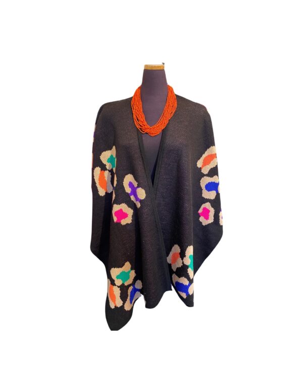 Acrylic Blend Poncho Black
