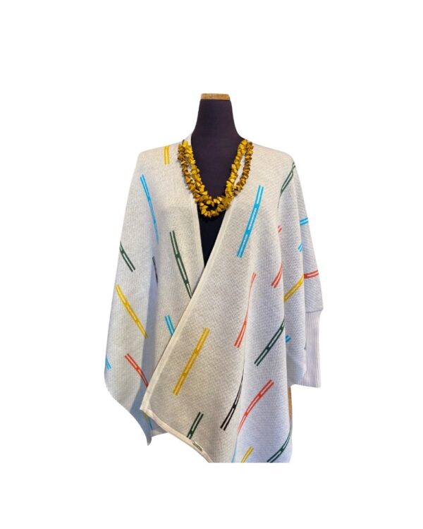 Handwoven Wool Poncho Beige - Bild 2